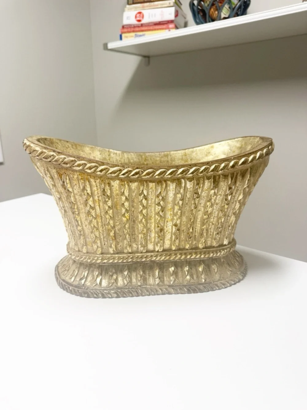 Vintage John Richard Gold Planter Hollywood Regency Oval